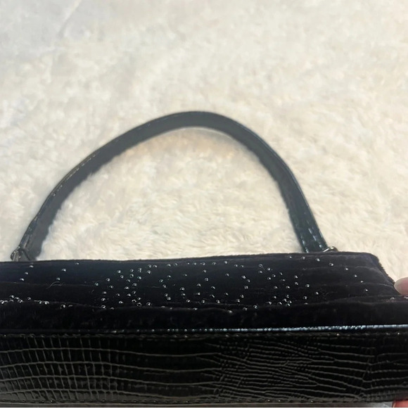 Vintage Marcy Avane’ Black Burnt Embossed Velvet Beaded Evening Bag Holiday - Picture 3 of 16
